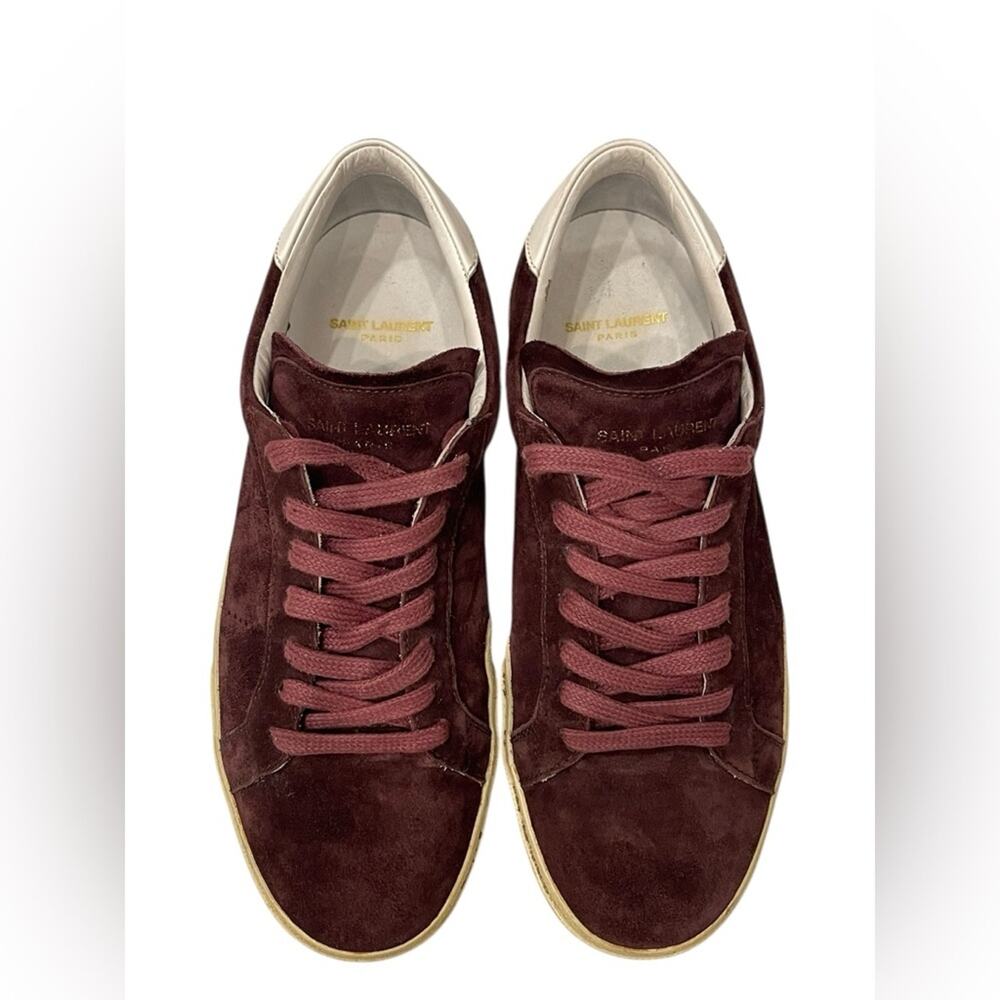 Saint Laurent Sl06 Leather Trimmed Suede Sneakers Size:41/US:8